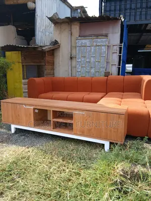 Contemporary Wooden TV Stand With Open Shelves