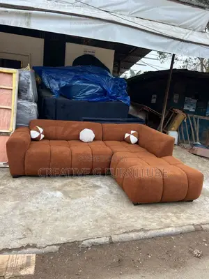 6‐Seater L‐Shaped Burnt Orange Sofa