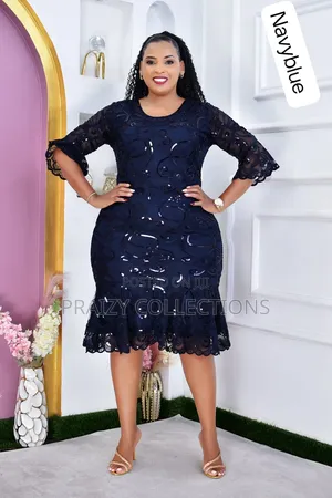 Simple Elegance, Beautiful Stylish Lace Sequin Fish Dress. Sizes L-5xl