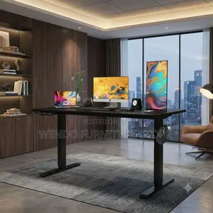 Office Desk; 1.2 Meter Adjustable Black-Style Electric Desk