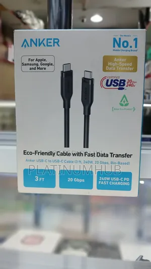 Anker Eco-Friendly USB-C-USB-C Cable Fast Data Transfer 20Gbps(3FT)
