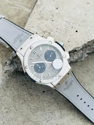 Hublot Geneve Chronograph Watch. Available in Grey and Black.