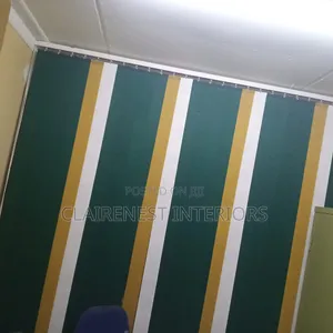 Green, White and Yellow Sluts for Vertical Office Window Blinds