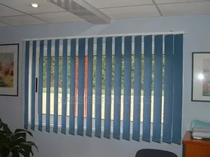 Sky Blue Closed and Opened Office Window Blinds