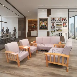 Sofa Set; Six Seaters Heavy Cushioned With Mahogany Finish Line