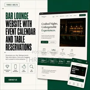 Bar Lounge Website With Event Calendar and Table Reservations