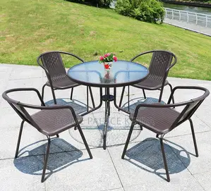 Outdoor Set: 5 Piece Breathable Backrest Family Outdoor Set