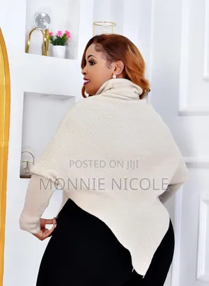 Turtleneck Acrylic Knit Poncho