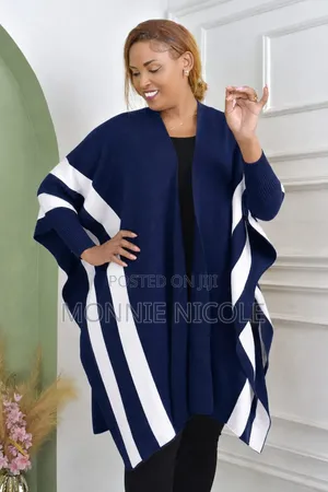 Navy Blue Plus Size Mero Ponchos