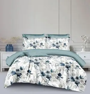 Blue Floral 5×6 Binded Duvet Set – 1 Bedsheet 2 Pillowcases