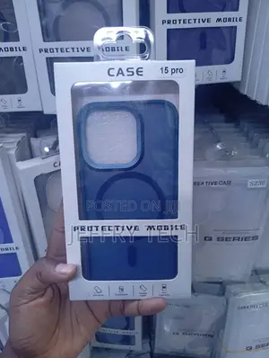 iPhone 15 Pro Blue Protective Mobile Smartphone Case -Magsafe