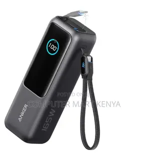 Anker Power Bank (25,000mAh, 165W, Built-in Retractable Cables) –Black