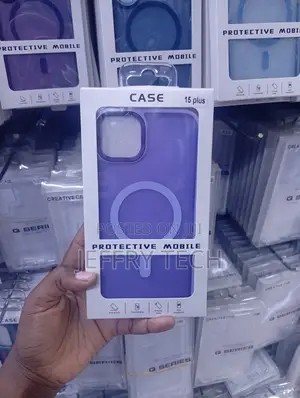 iPhone 15 Plus Purple Translucent Magnetic Case