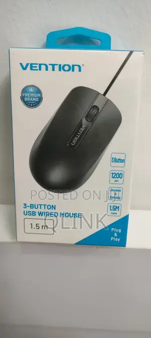 Vention 3-Button USB Wired Computer Mouse 1.5M Black
