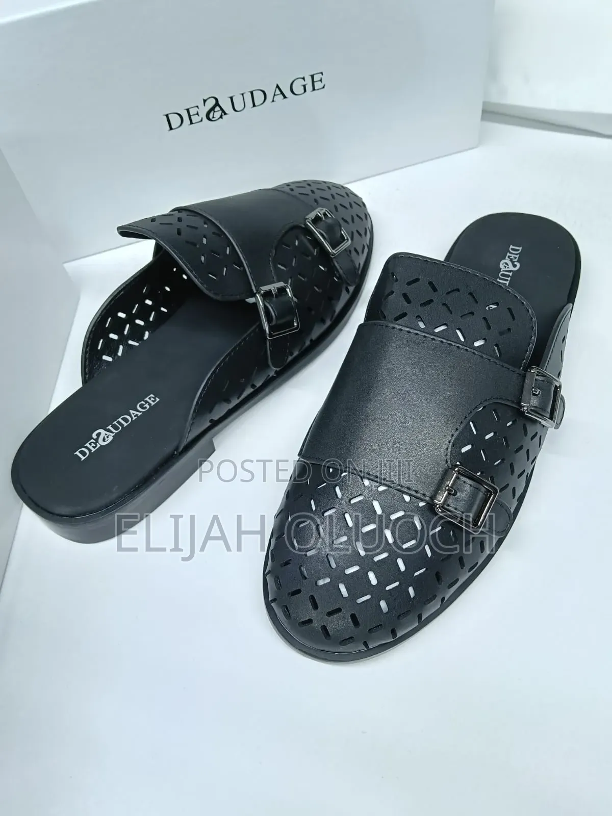 DEAUDAGE Double_monk Strap BLACK Leather_mules_