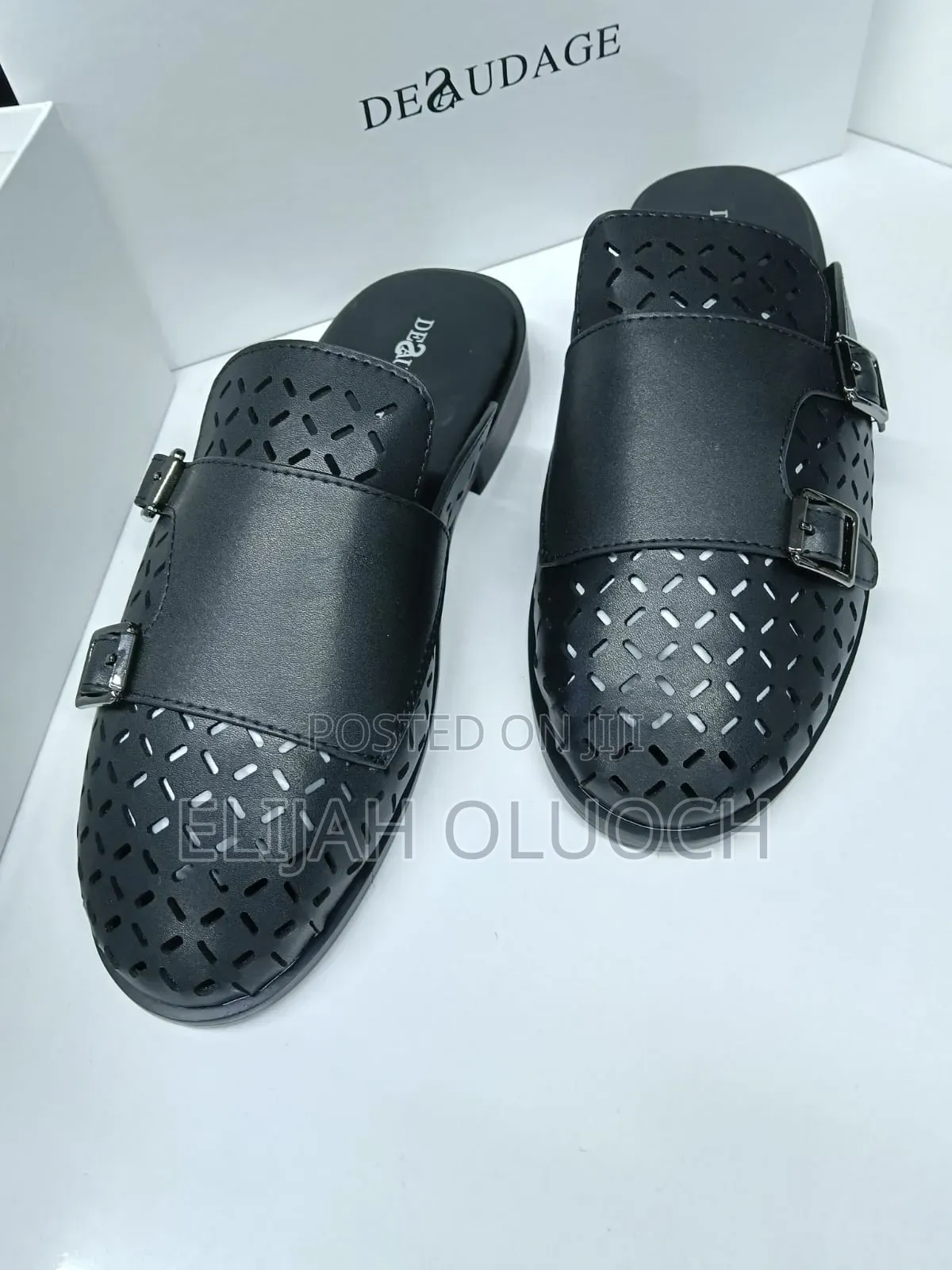 DEAUDAGE Double_monk Strap BLACK Leather_mules_