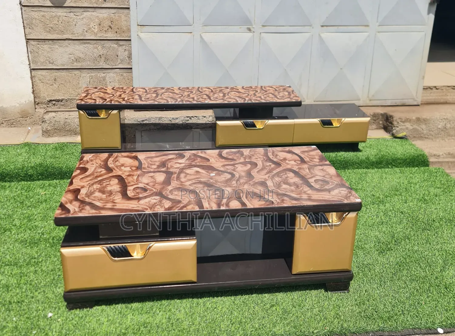 Modern Marble-Top TV Console