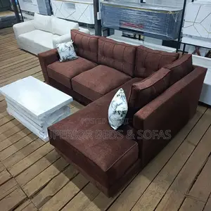 5 Seater Brown Tufted L-Shaped Sofa: High Quality