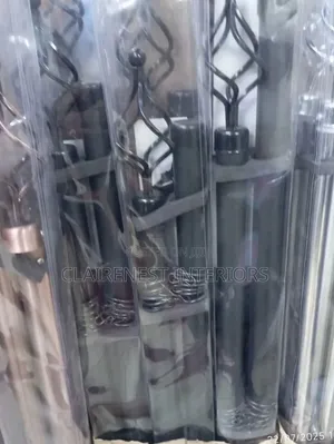 2m Double Black and Silver Adjustable Window Curtain Rods