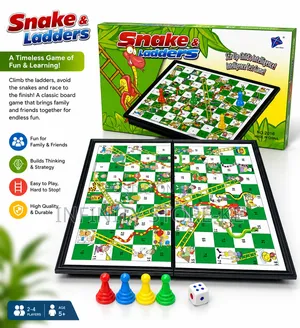 Classic Snake Ladders Family Board Game With Dice Pawns