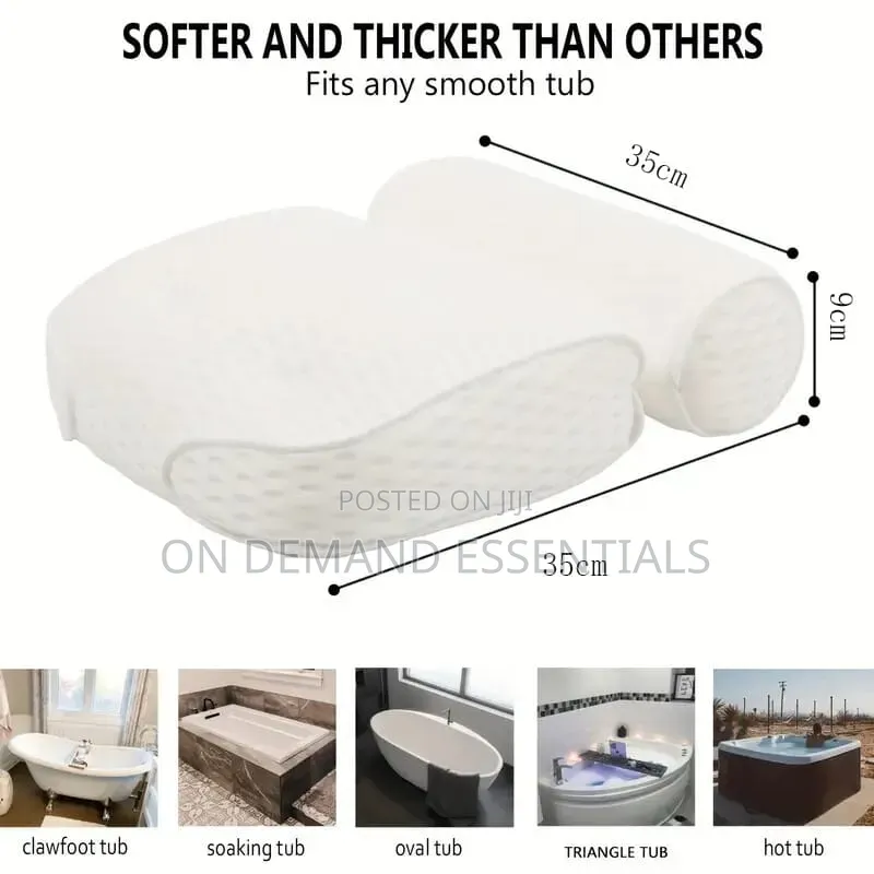 Bathtub Pillow With Anti Slip Suction Cup for Neck and Back Support