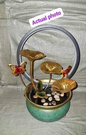 Elegant LED Electric Mini Water Fountain in Metallic Pot