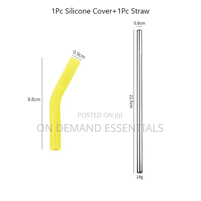 Stainless Steel Straw With Silicone Tips
