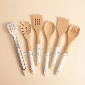 6pcs Premium Bamboo Spoon Set With Stand