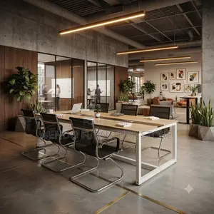 Boardroom Table; 2.4 Meter Brown Boardroom Table With Power Cable