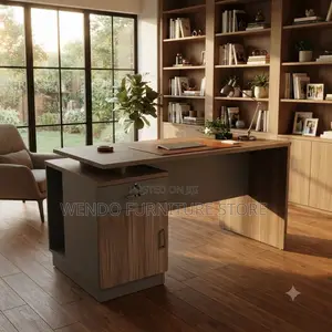 Office Desk; 1.4 Meter Home Office Brown Top Karrier Desk