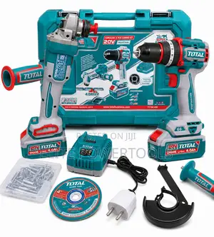 TOTAL 20V Cordless Drill 4" Angle Grinder Combo Kit