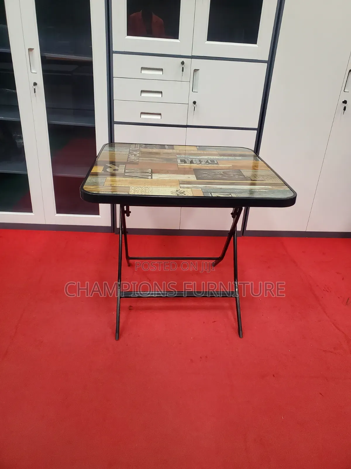 Rustic Print Folding Accent Table