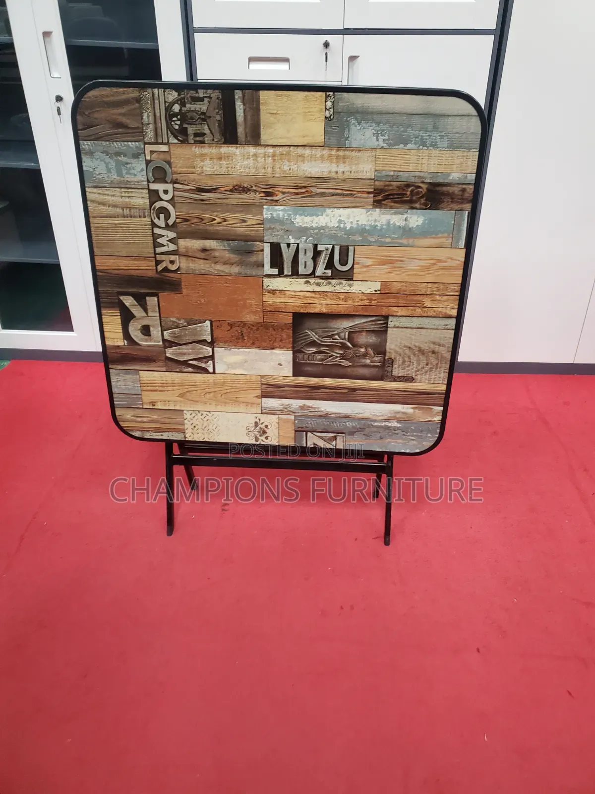 Rustic Print Folding Accent Table