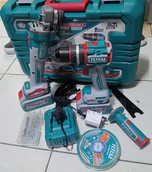 TOTAL 20V Brushless Drill 4" Angle Grinder Combo Set