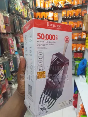 Excellent P95 Max 50,000mAh Power Bank With Built-in Cables
