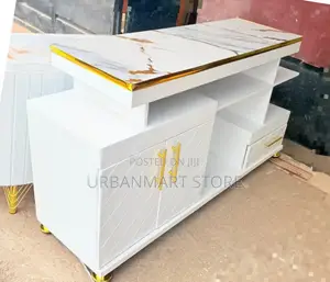 White Marble Finish TV Stand 5 Ft