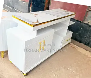 Modern White Marble TV Cabinet With Marble Finish
