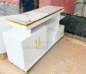 Modern White Marble TV Cabinet With Marble Finish