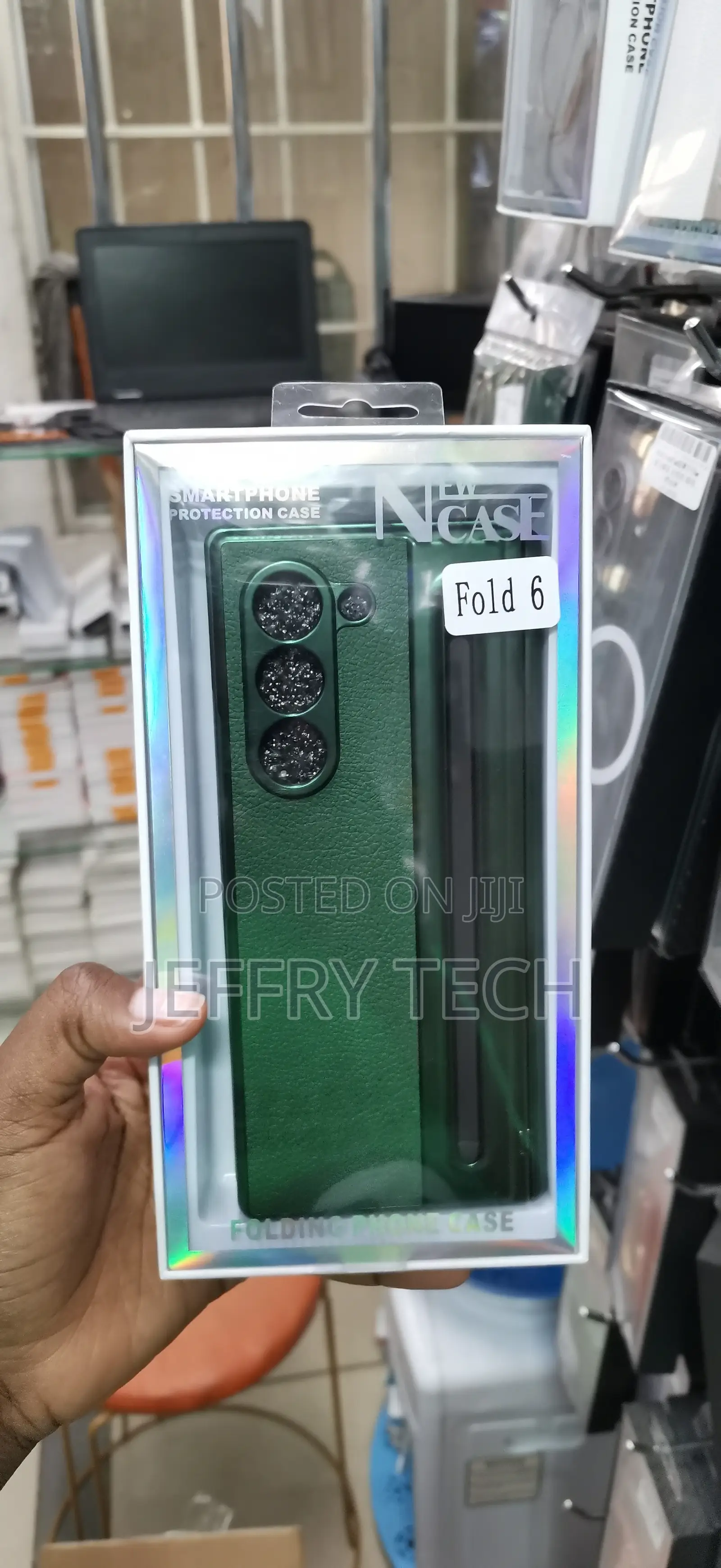 S Galaxy Z Fold 6, Premium Green Textured Leather-Style Back Panel