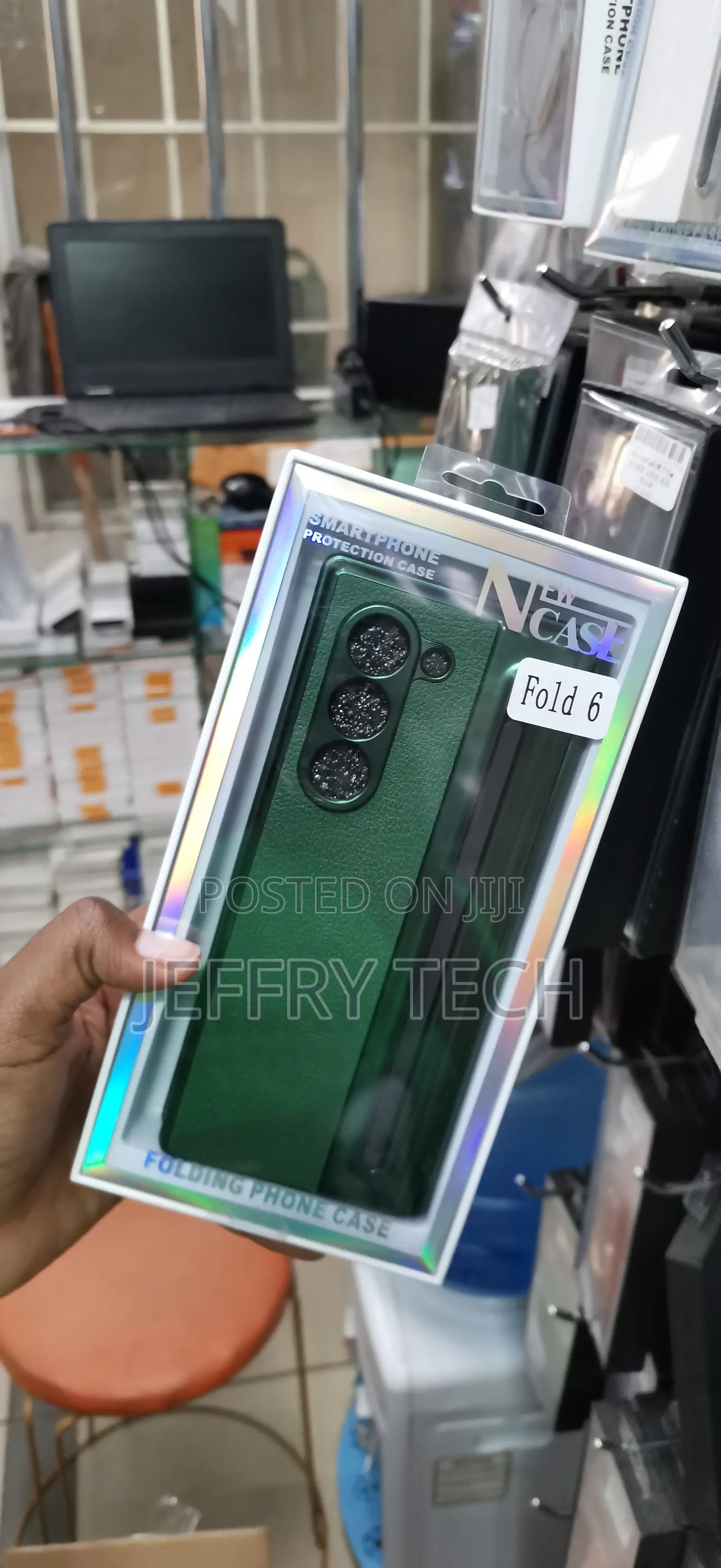 S Galaxy Z Fold 6, Premium Green Textured Leather-Style Back Panel