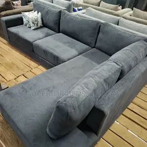 5 Seater Grey Fabric L-Shaped Sofa: Order Now, Pay on Delivery