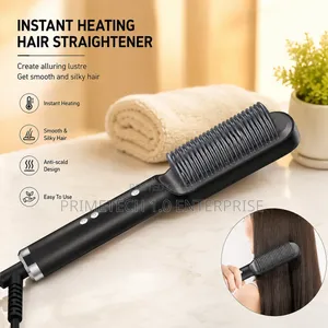 2-in-1 Electric Hair Straightening Brush | Fast Heating Hair Styler