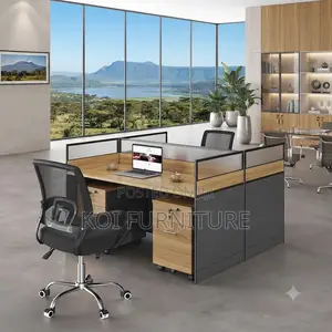 Office Workstation; Two Users MDF Square Brown Workstation