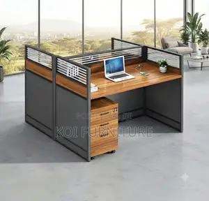 Office Workstation; Two Users MDF Square Brown Workstation