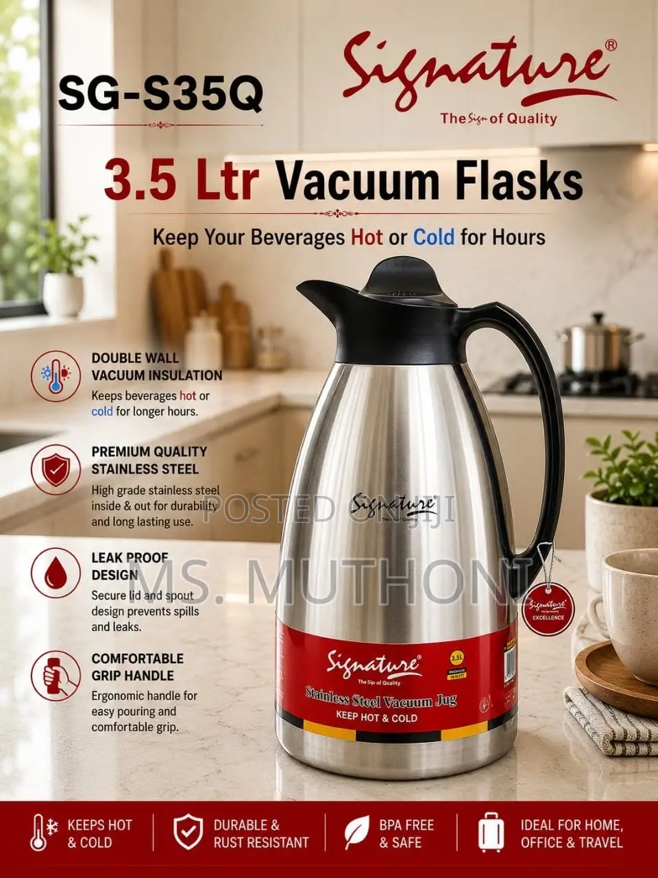 3.5 Litres Signature Steel Vacuum Flask