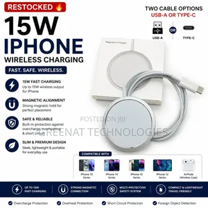 15W Magnetic Wireless Charger for iPhone - USB-A / Type-C Cable Option
