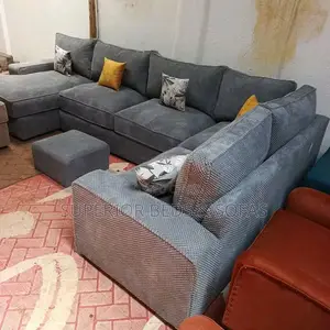 7 Seater Grey U-Shaped Sofa: Pay on Delivery