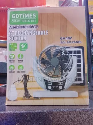 Gdtimes Quality Portable Rechargeable 6inches Solar Box Fan