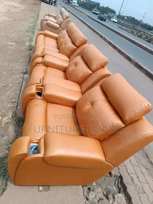 7 Seater Semi Recliner Orange Sofa Set