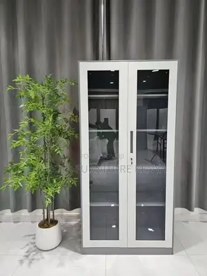 Lockable Glass Front Storage Cabinet.